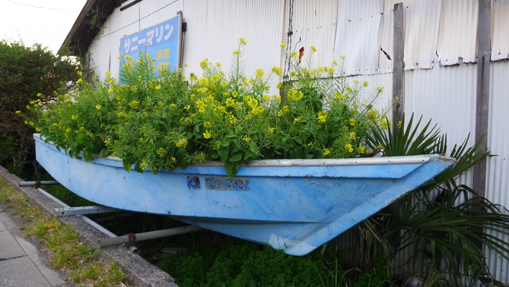 漁船いっぱいの菜の花